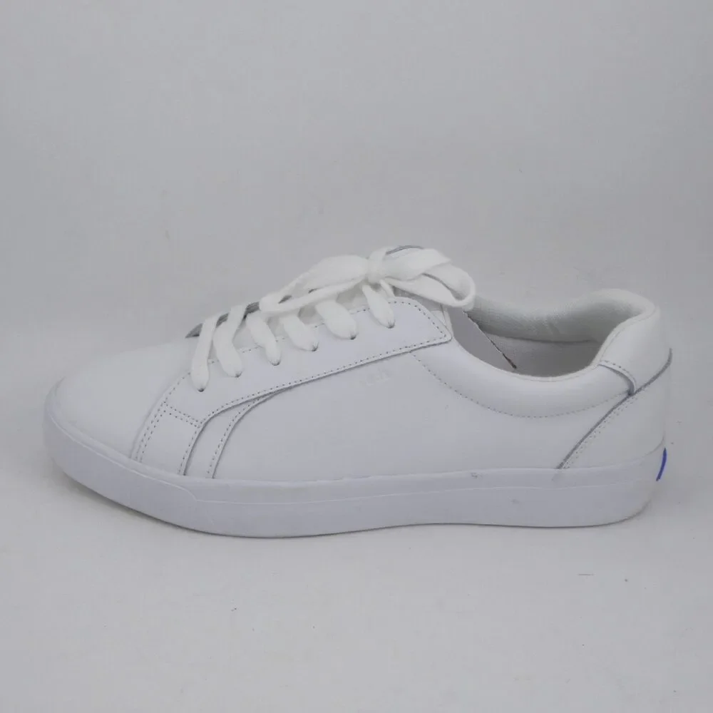 Keds Women's US 9.5 Pursuit Lace Up White Leather with Blue Accent NWOB